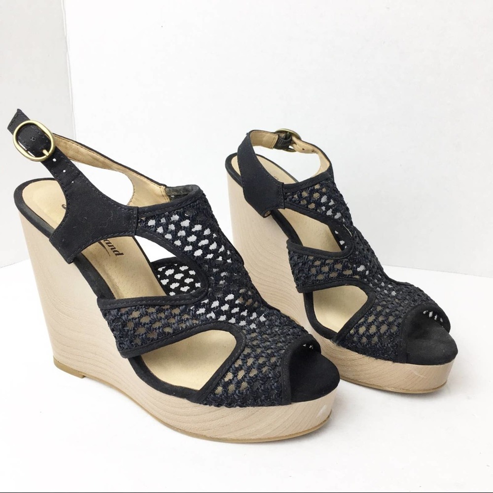 Lucky Brand Black Perforated Heel Wedges Size 7